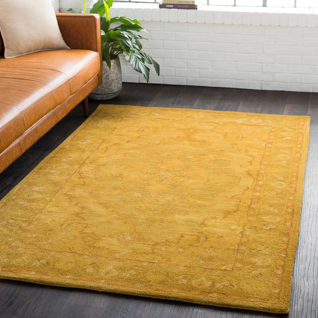 Middleton Updated Traditional Mustard, Tan Area Rug Mediterranean