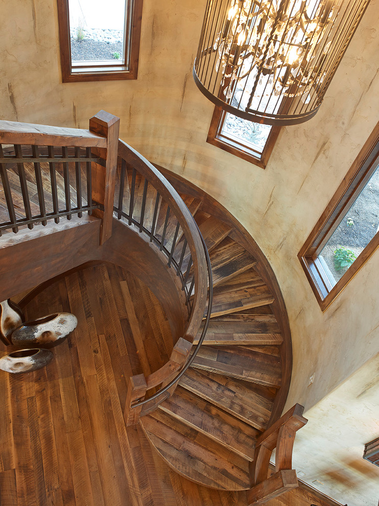 Staircase - rustic staircase idea in Denver