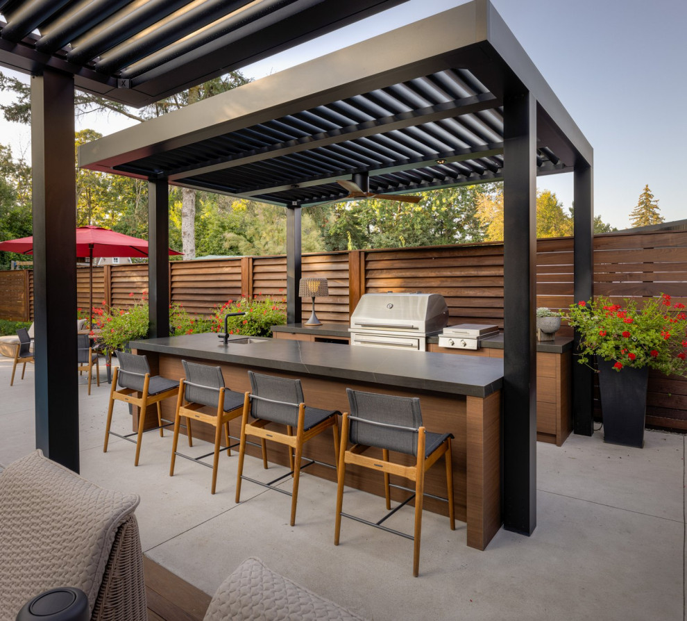 Patio - contemporary patio idea in Providence
