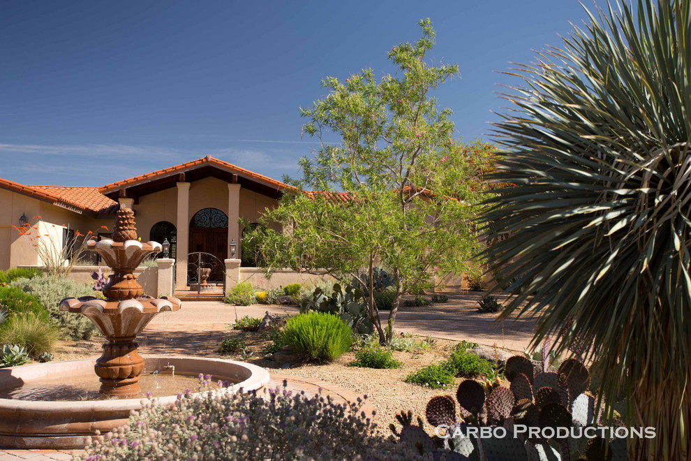 Design ideas for a large modern front yard full sun xeriscape in Phoenix.