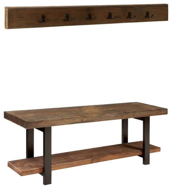 Pomona 48 Metal And Reclaimed Wood Storage Coat Hook With Bench Pomona 48 Metal And Reclaimed Wood Storage Coat Hook With Bench