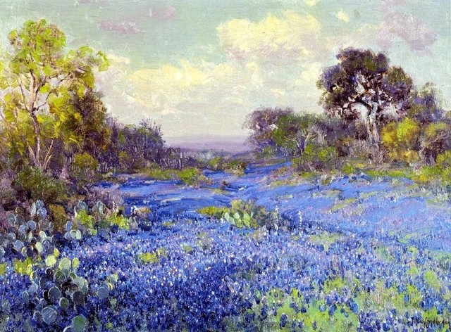 Julian Onderdonk Blue Bonnets at Late Afternoon Wall Decal Print