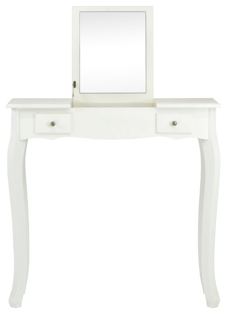 Emilie Vanity Table With Mirror White Transitional Bedroom Emilie Vanity Table With Mirror White Transitional Bedroom Makeup Vanities By Lux Home