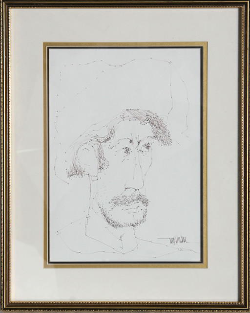 Leonardo Nierman, Self-Portrait 4, Ink Drawing