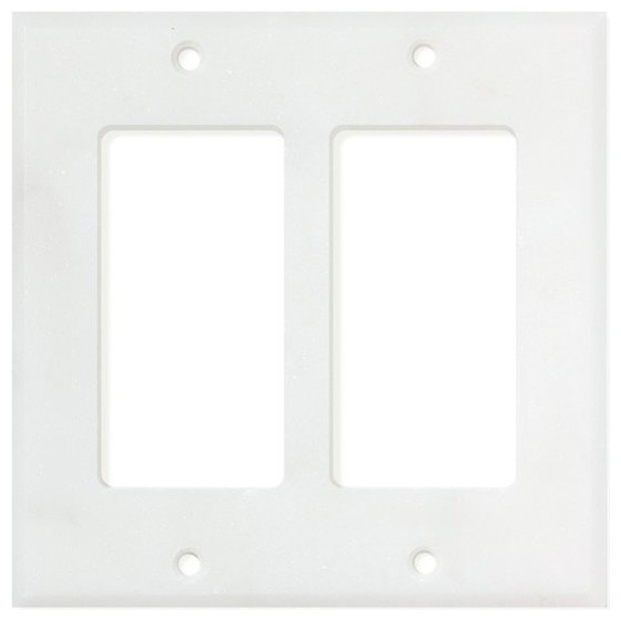 Carrara White Marble Switch Plate Cover, (2 ROCKER), Honed, from Italy
