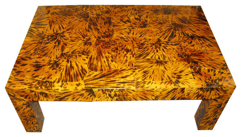Lacquered Faux Tortoise Shell Coffee Table