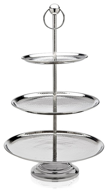 Hammered 3 Tier Server Contemporary Dessert And Cake Stands By Hammered 3 Tier Server