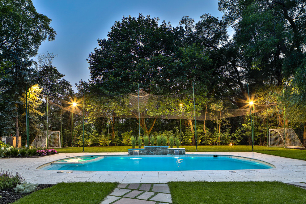 Example of a backyard custom-shaped water slide design in Toronto