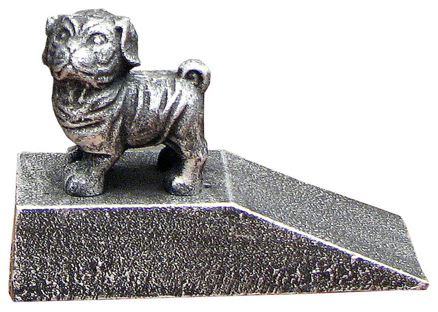 Cast Iron Antique Style Silver Dog Door Stop Traditional Door