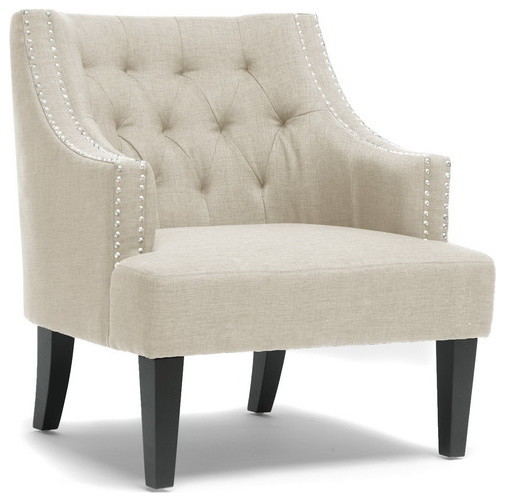 Millicent Beige Linen Arm Chair Transitional Armchairs And Accent