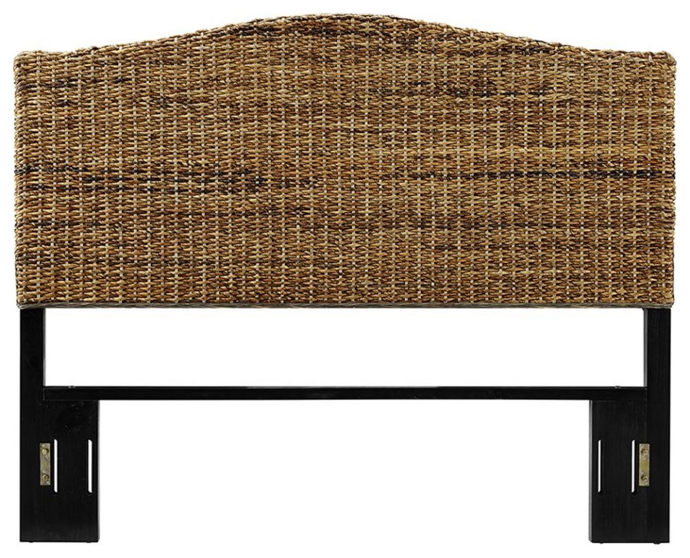 Crosley Furniture Serena Coastal Wood Queen Banana Leaf Panel Headboard in Brown