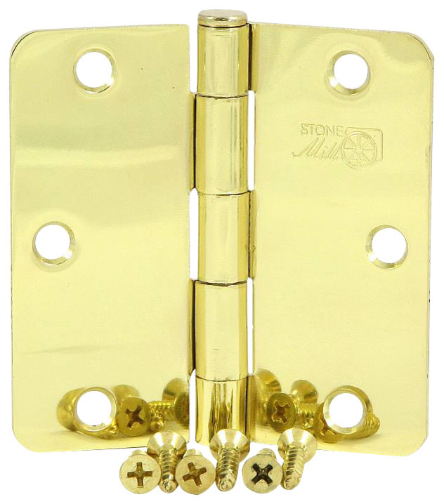 Stone Mill Hardware 3.5" Door Hinge 1/4" Radius with Screws Modern