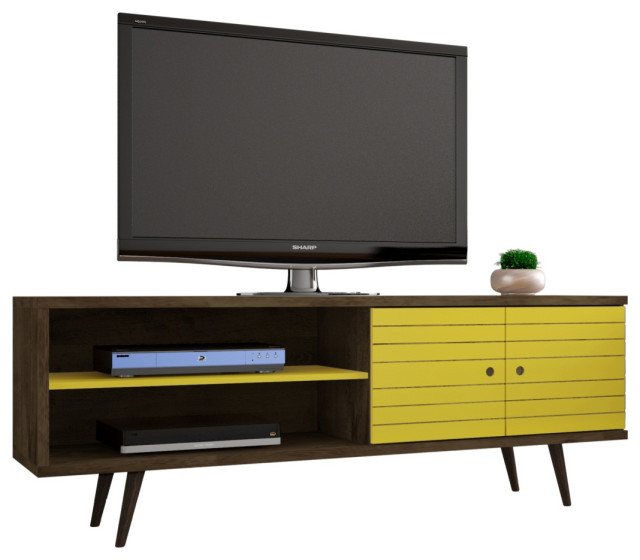 Manhattan Comfort Liberty Modern 63" TV Stand in White - Midcentury