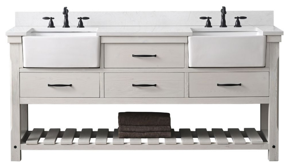 Wesley 72" Bathroom Vanity - Farmhouse - Bathroom Vanities And Sink ...