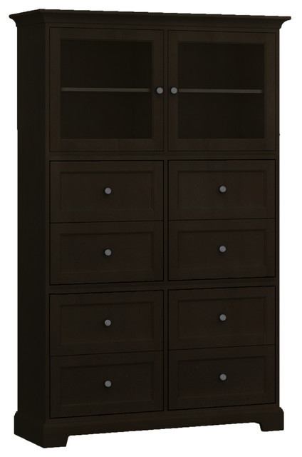 Howard Miller Custom Storage Cabinet 2 Glass Doors 8 Drawers