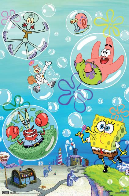 Spongebob Bubbles Poster Contemporary Kids Wall Decor By