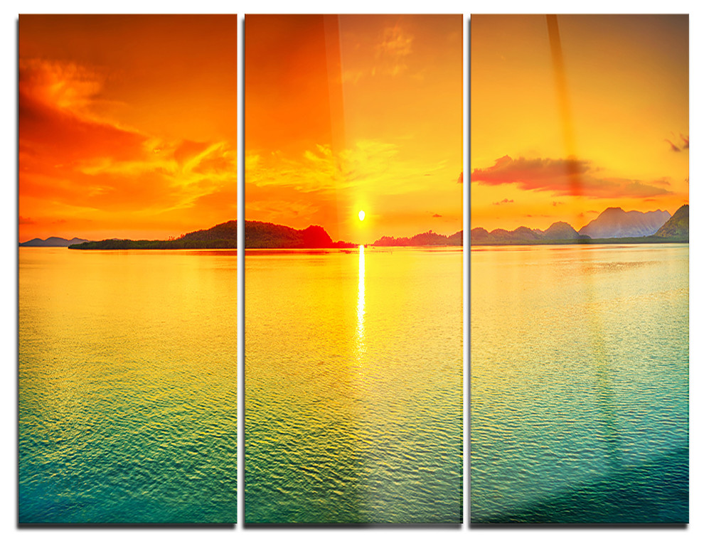 "Sunset Panorama" Photography Glossy Metal Wall Art, 3 Panels, 36"x28