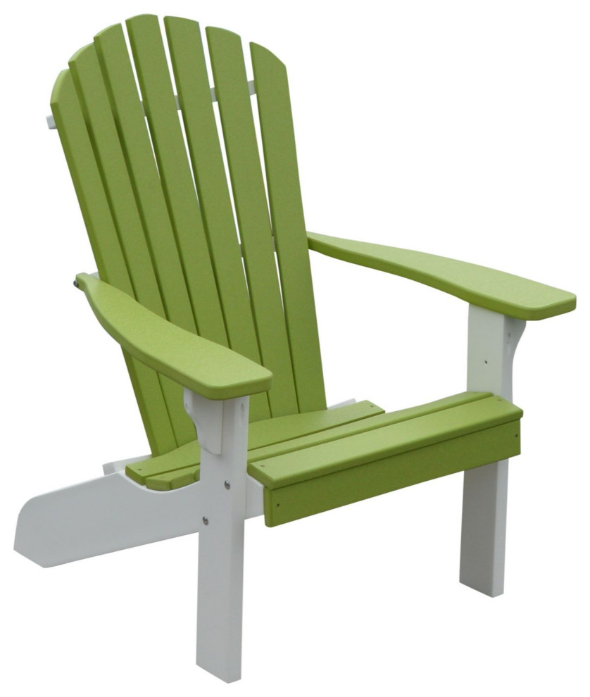Poly Fanback Adirondack Chair, Tropical Lime, White Frame