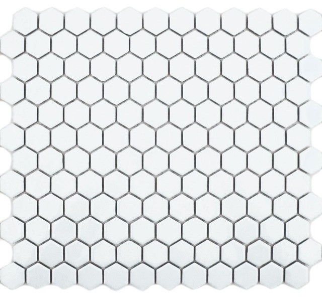 Hexagon Matte Tiles, 1 Sheet, White Gloss