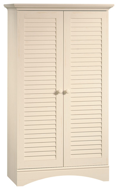 Sauder Harbor View Storage Cabinet In Antiqued White Beach Style