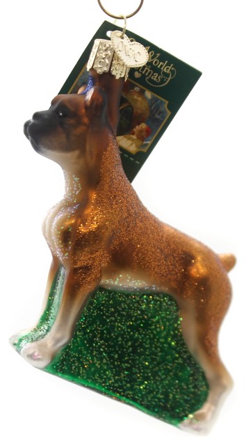 Old World Christmas Boxer Glass Dog Ornament 12304 Contemporary