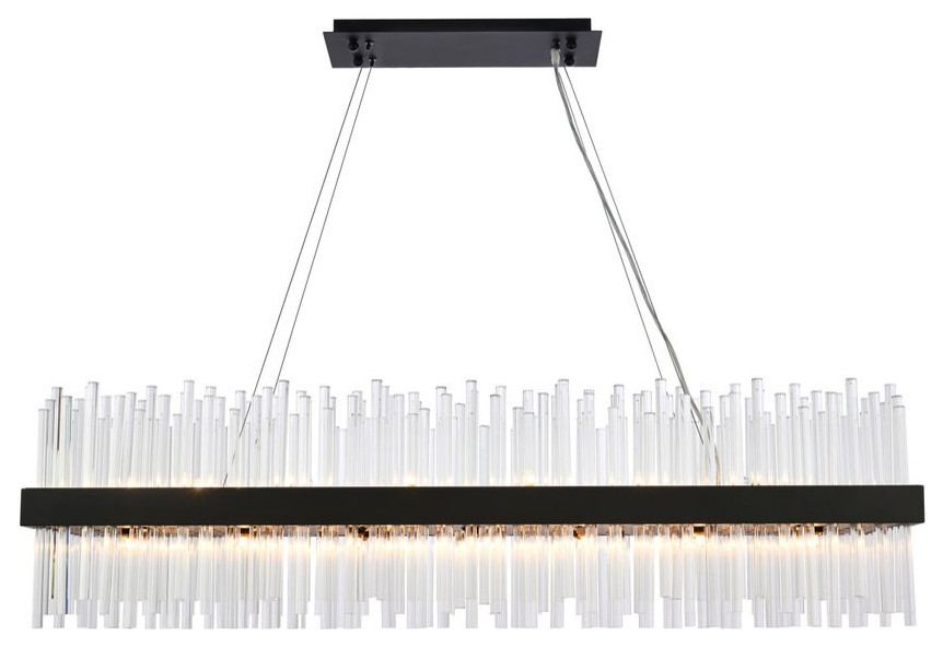 Dallas 28Light Chandelier in Black Transitional Kitchen Island