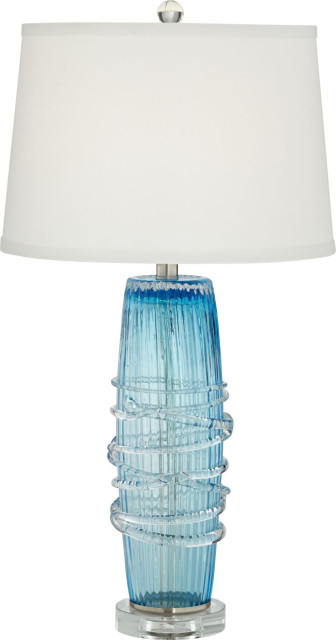 Seeded Glass Lamp - Blue-Sea