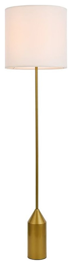 Living District Ines 1-Light Mid-Century Metal Floor Lamp in Brass and White