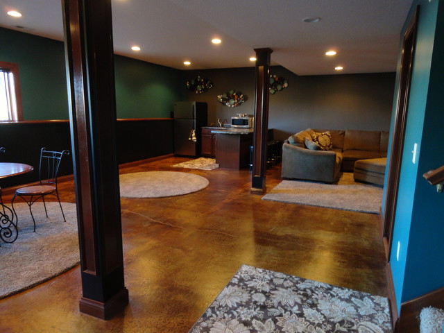 Stained Concrete Basement - Traditional - Basement ...