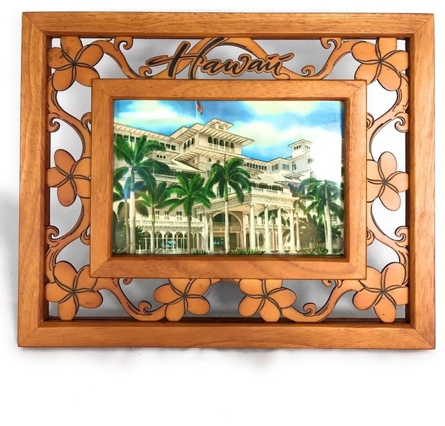 Photo Frame With Laser Cut Plumeria Flowers 4"x6"