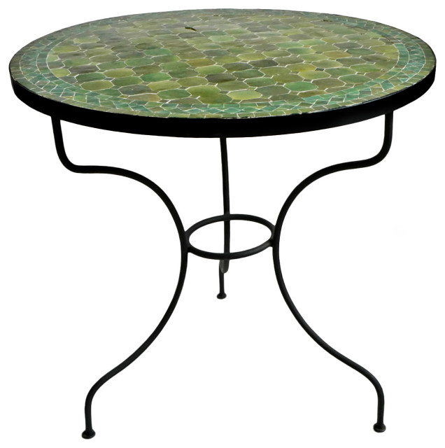 Outdoor Green Mosaic Round Bistro Table Contemporary Outdoor Pub