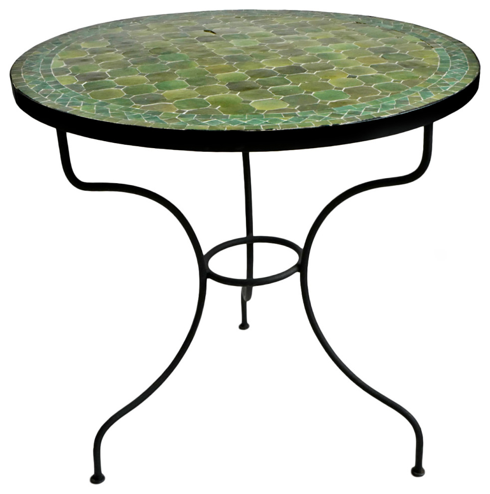 Outdoor Green Mosaic Round Bistro Table Contemporary Outdoor Pub