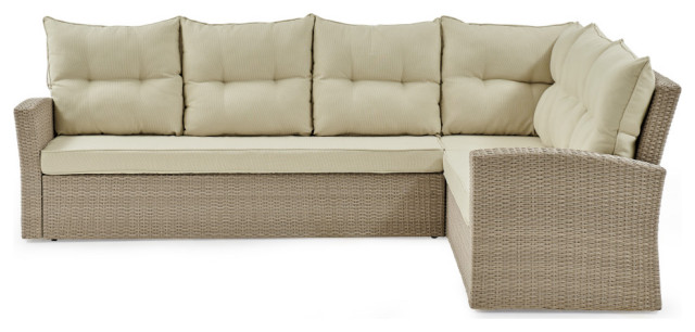 Canaan All-Weather Wicker Outdoor Large Corner Sectional Sofa, Cushions