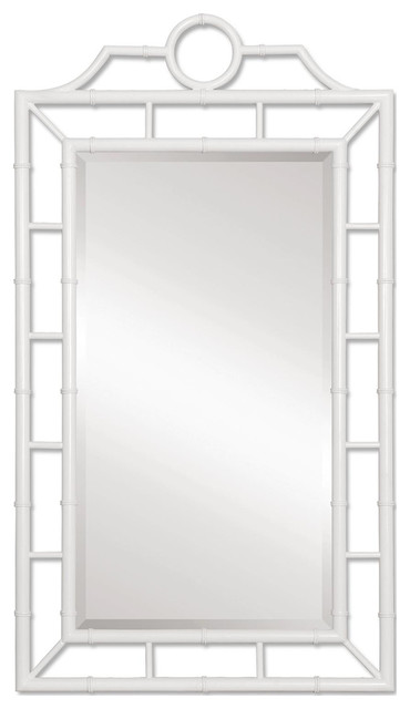 Ye Global Bazaar Black Lacquer Bamboo Chinoiserie Wall Mirror Bamboo Chinoiserie Wall Mirror