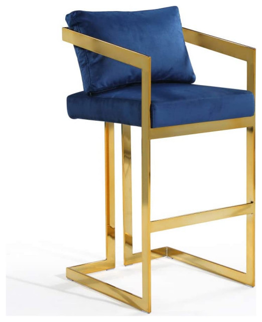 navy and rose gold bar stools