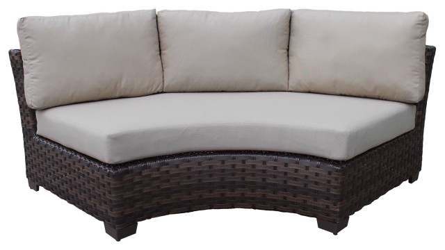 Kathy Ireland Homes Gardens River Brook Curved Armless Sofa Aqua