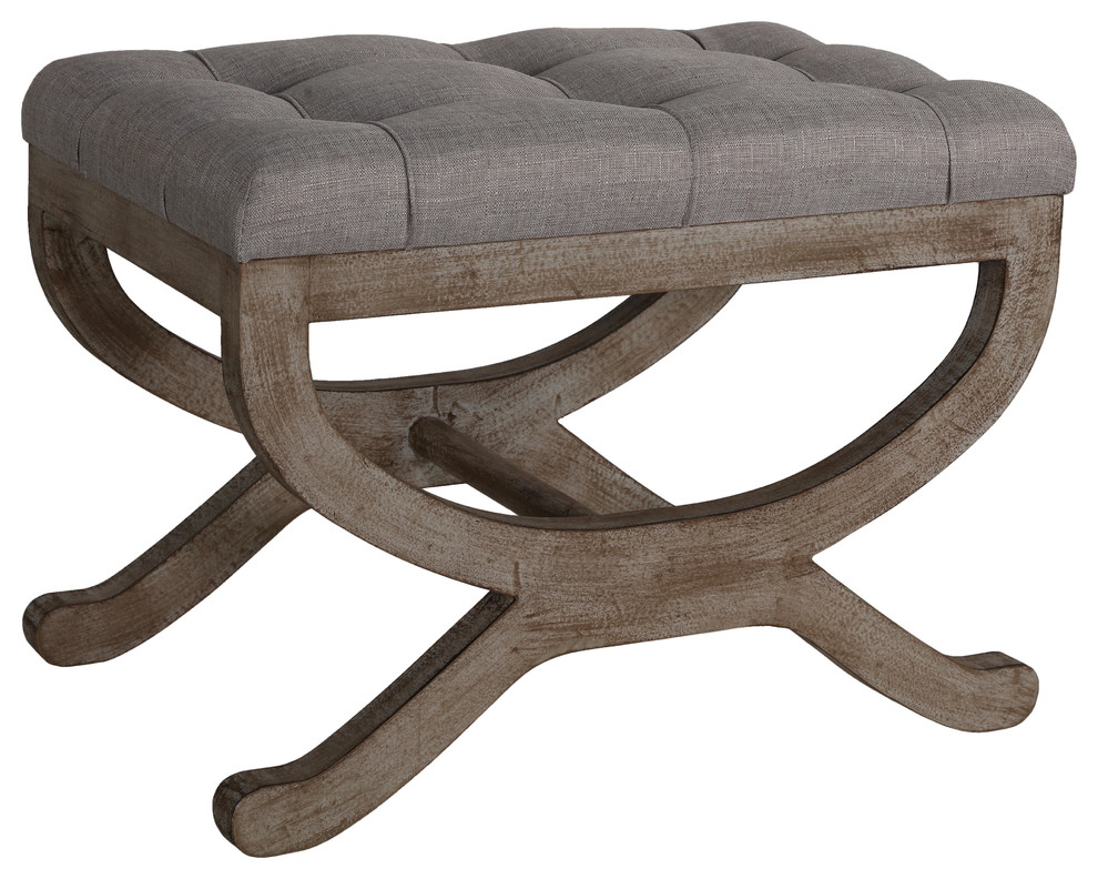 Cortesi Home Falmouth X-Bench Ottoman With Solid Wood Legs, 17