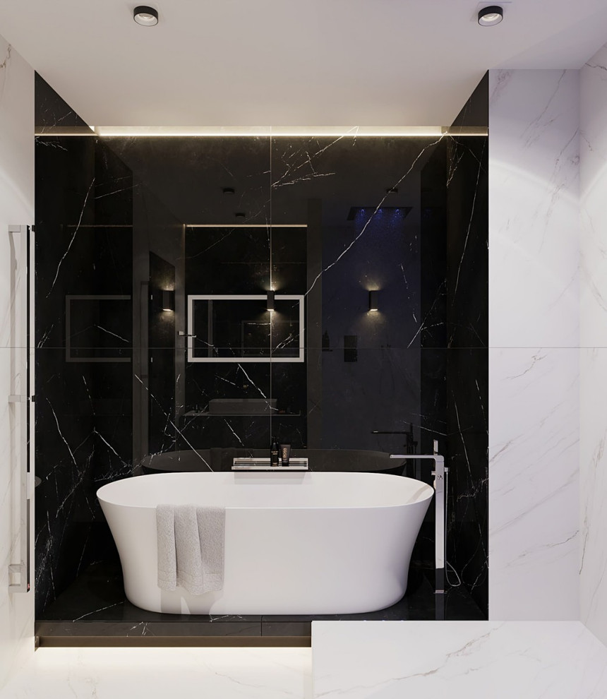 Интерьер квартиры в современном стиле, ЖК «Остров», 90 кв.м.