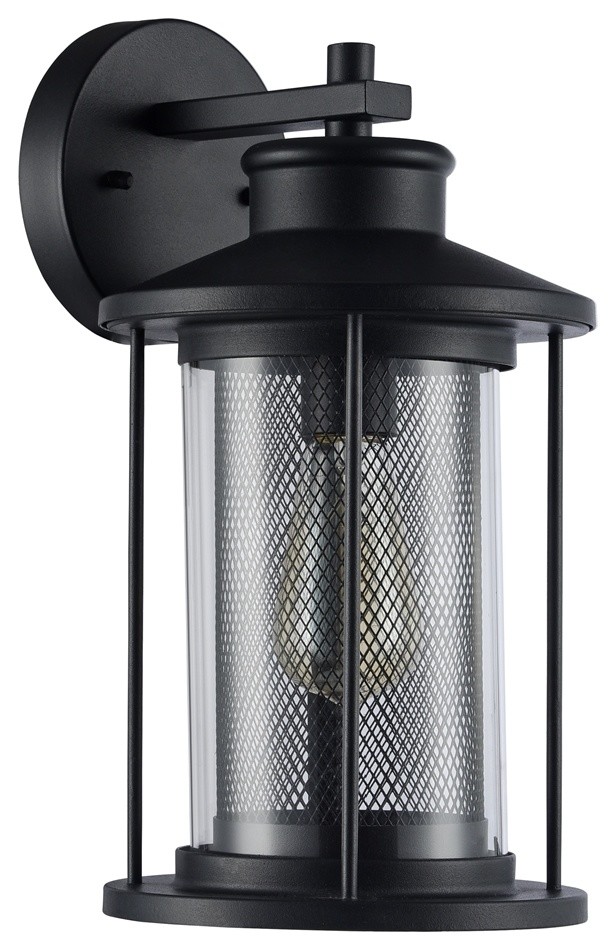 CRICHTON Transitional 1 Light Textured Black Outdoor Wall Sconce 14"