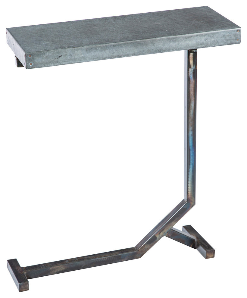 Industrial Handcrafted Rectangle Zinc Top Accent Table Industrial
