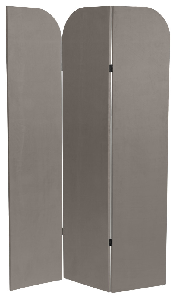 6 ft. Modern Arch Velvet Room Divider, 3 Panel Transitional Screens