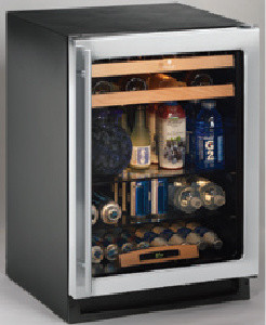 24" Glass Door Refrigerator, Field Reversible Door, Stainless Steel