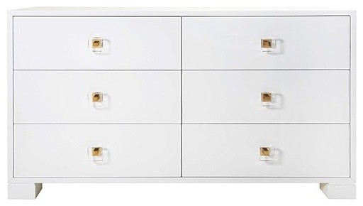 Worlds Away Six Drawer Dresser With Brass And Acrylic Hardware