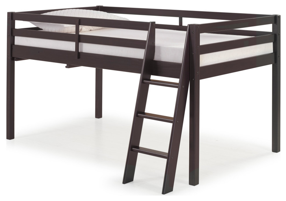 Roxy Twin Wood Junior Loft Bed, Cinnamon Transitional Loft Beds
