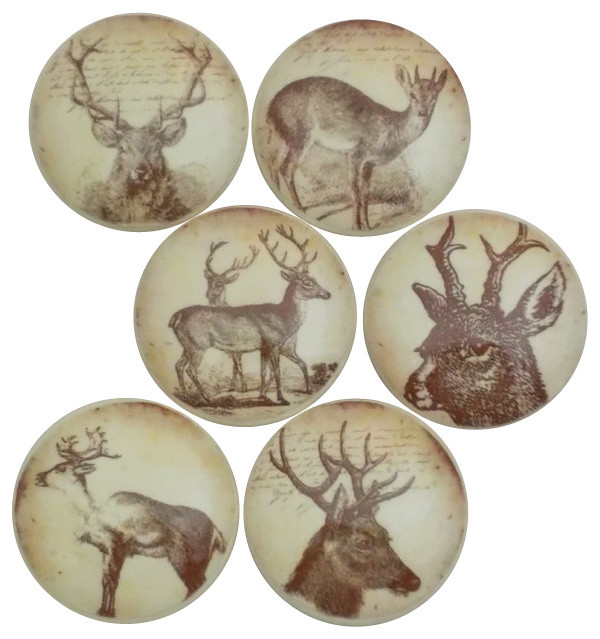 Vintage Stag Cabinet Knobs 6 Piece Set Rustic Cabinet And