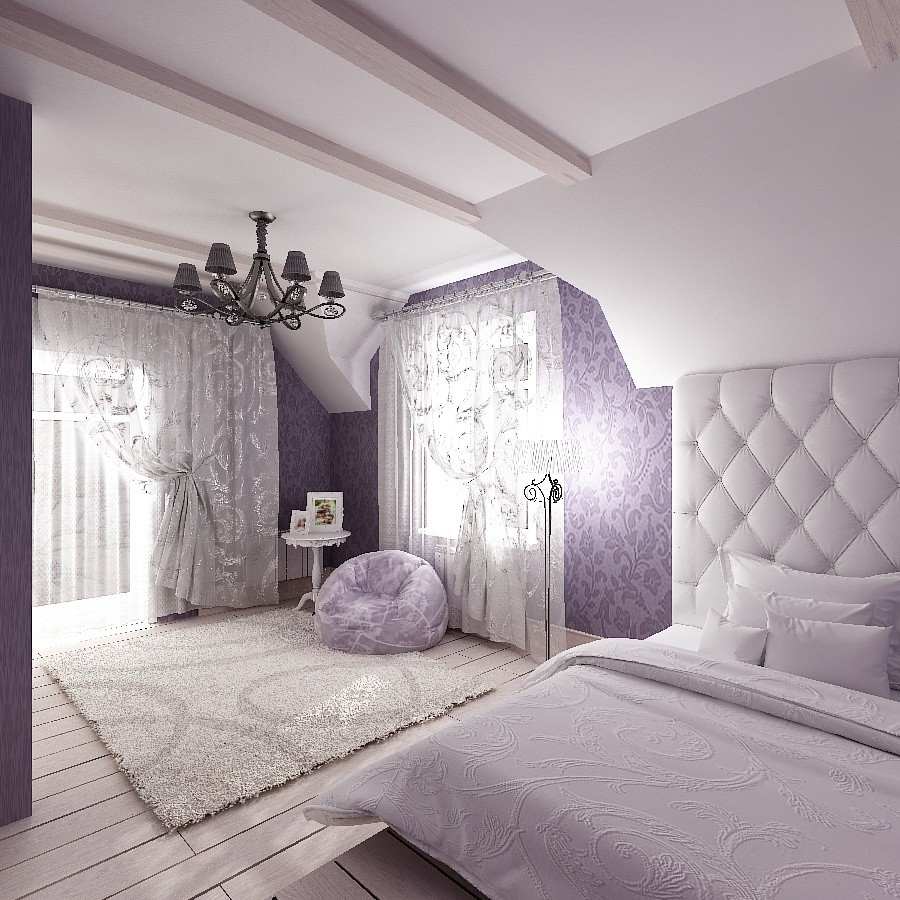 Дизайн-проект спальни в стиле "Шале".