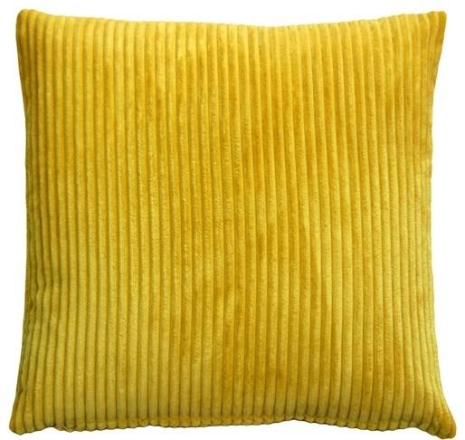 Pillow Decor - Wide Wale Corduroy 18 x 18 Throw Pillows, Yellow