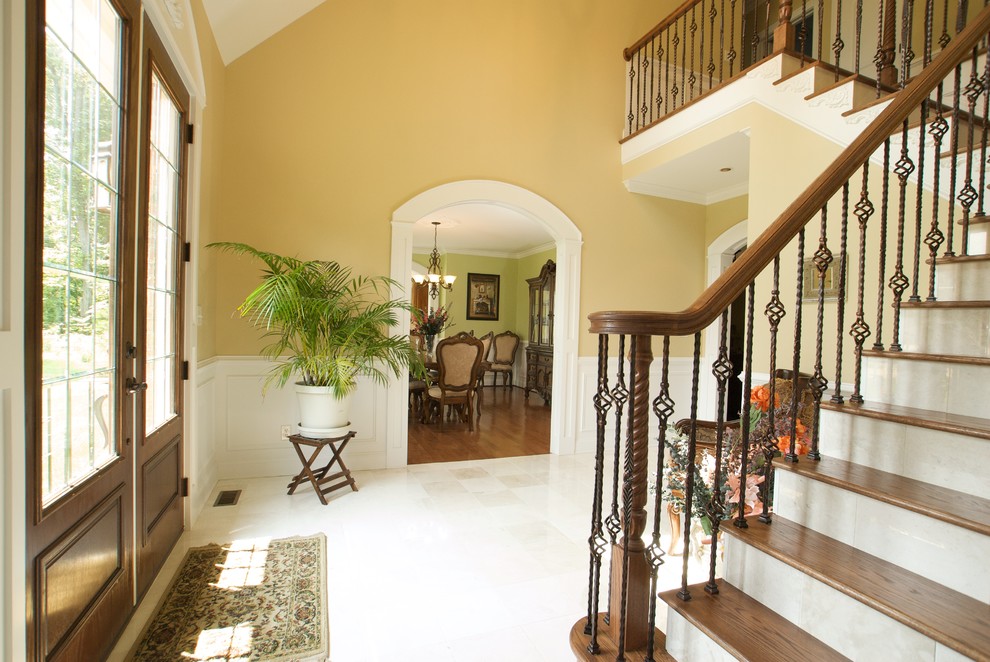 Williamsburg Foyer With Marble Risers