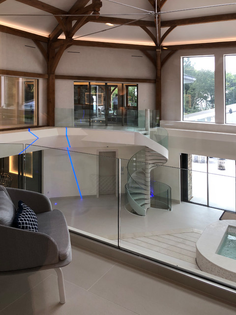 Contemporary British Timberframe Home contemporary-entry