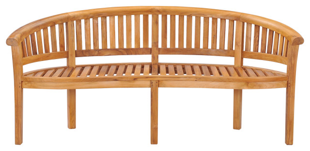 Teak Wood Peanut Outdoor Patio and Garden Triple Bench - Transitional ...